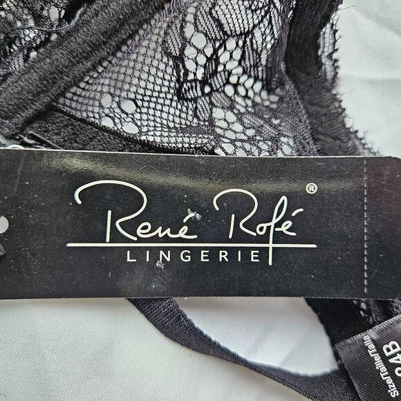 Rene Rofe Black Lace Balconette Bra with Underwire 34B - Picture 6 of 7